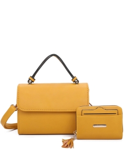 Fashion Flap Top Handle 2-in-1 Satchel P362S2 YELLOW